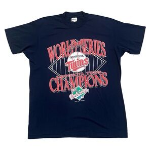 1991 World Series Minnesota Twins Champions Navy Blue XL Tee